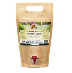 Nordic Horse DHA Algae olie 1 L - HELE 64% omega-3 fedtsyrer. - Mave, tarm & velvære